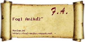 Fogl Anikó névjegykártya